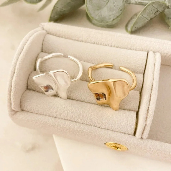 925 Sterling Silver Foil Ring Abstract Ring Modern Ring Resizable Ring Band - Picture 9 of 9